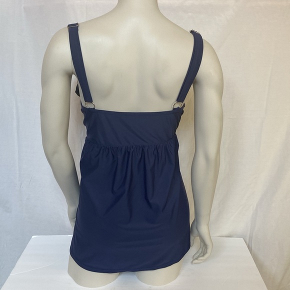 Women’s Plus Size XXXL Tankini Navy Blue Color Lightly Padded Criss Cross Bust - Picture 5 of 7